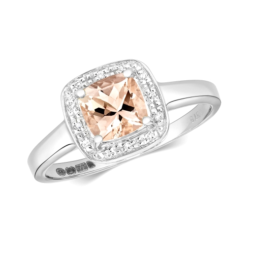 4 Prong Cushion Morganite Gemstone Engagement Rings