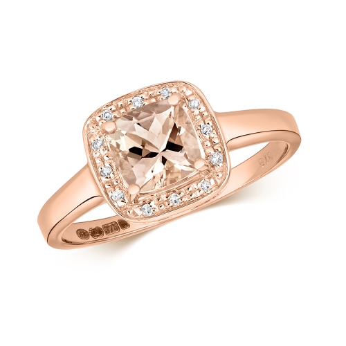 4 Prong Cushion Rose Gold Shaped halo diamond and Lab Grown Diamond Engagement Rings