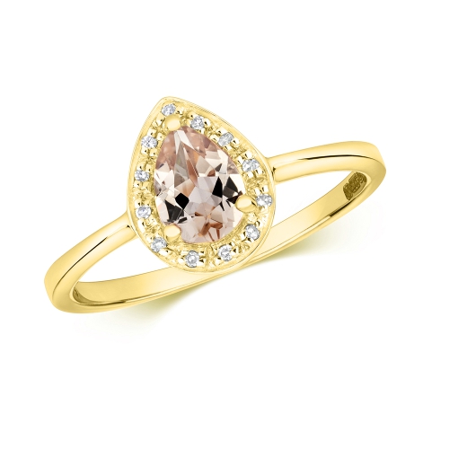 Prong Pear Yellow Gold Magnify Lab Grown Diamond Engagement Rings