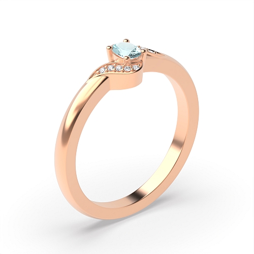 4 Prong Oval Rose Gold Vivid aura ring Lab Grown Diamond Engagement Rings