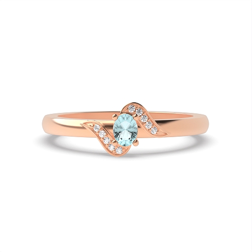 4 Prong Oval Rose Gold Vivid aura ring Lab Grown Diamond Engagement Rings