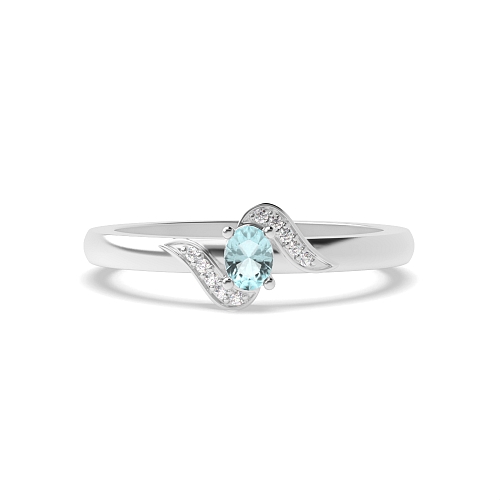 4 Prong Oval Vivid aura ring Lab Grown Diamond Engagement Rings