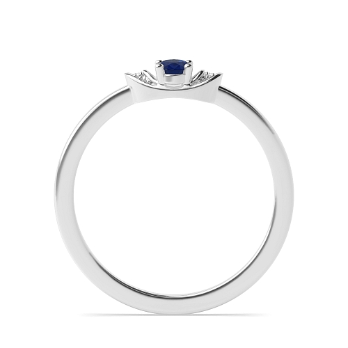 4 Prong Oval Distinct Blue Sapphire Engagement Rings