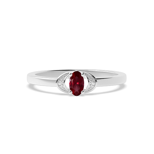 4 Prong Oval Distinct Ruby Engagement Rings