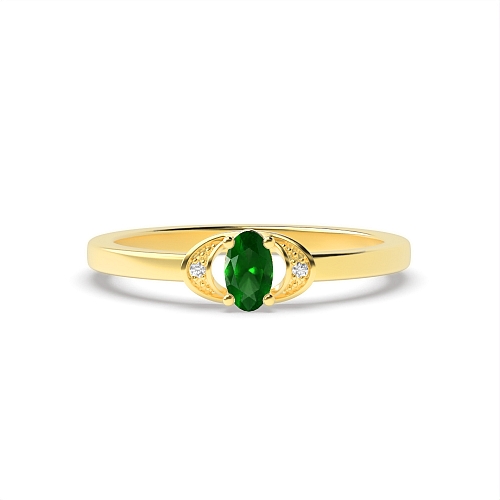 4 Prong Oval Yellow Gold Distinct Engagement Rings