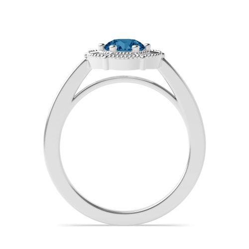 6 Prong Round Blue Topaz Gemstone Engagement Ring