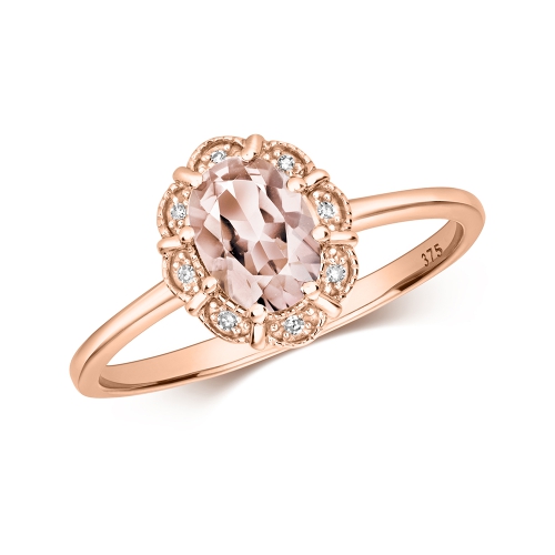 Pave Setting Oval Rose Gold Whisper luster Engagement Rings