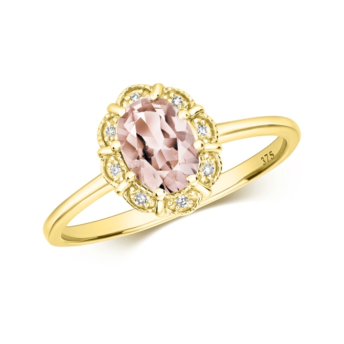 Pave Setting Oval Yellow Gold Whisper luster Engagement Rings