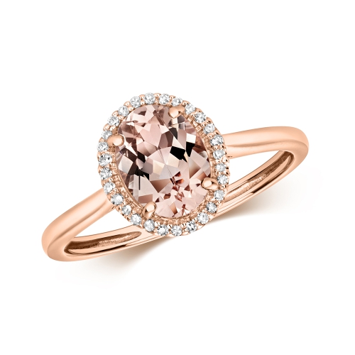 4 Prong Oval Rose Gold Orbit halo diamond Engagement Rings