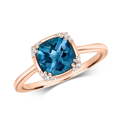 4 Prong Cushion Rose Gold Crown Engagement Rings
