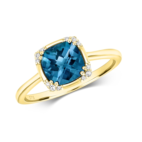 4 Prong Cushion Yellow Gold Crown Engagement Rings