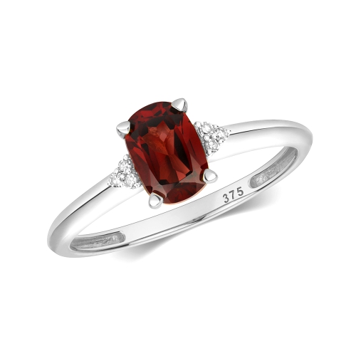 4 Prong Cushion GlimmerVeil Garnet Gemstone Diamond Ring