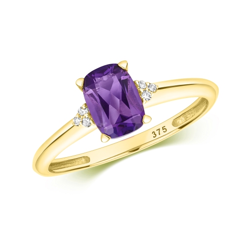 4 Prong Cushion Yellow Gold Glimmerveil Engagement Rings