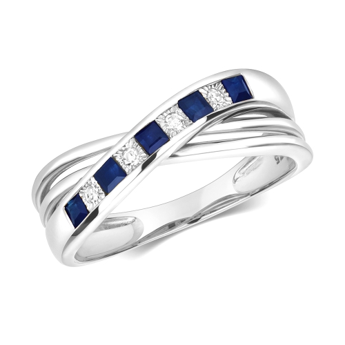 Channel Setting Princess Perfection Blue Sapphire Diamond Rings
