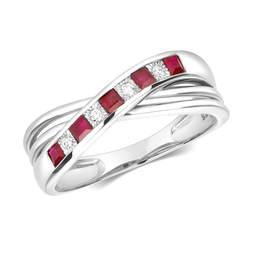 Channel Setting Princess Perfection Ruby Diamond Rings
