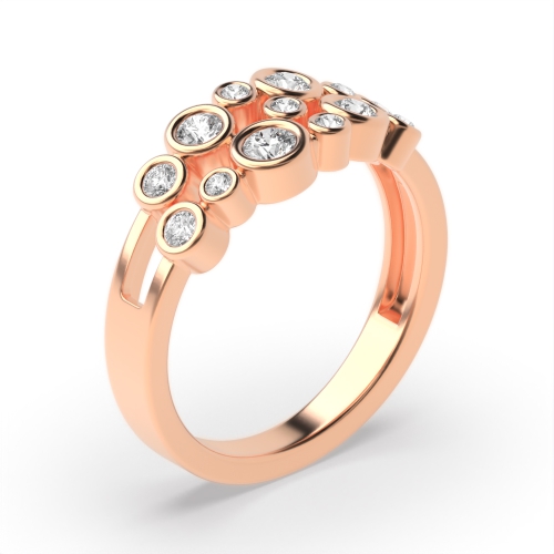     Bezel Setting Color Stone And Round Diamond Rubover Design Ring