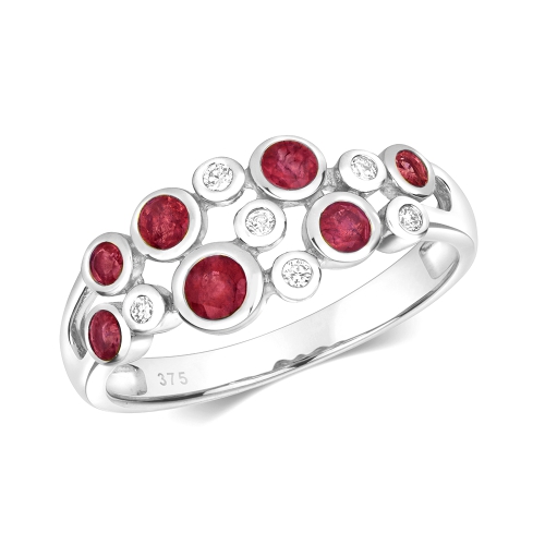 Bezel Setting Color Stone And Round Diamond Rubover Design Ring