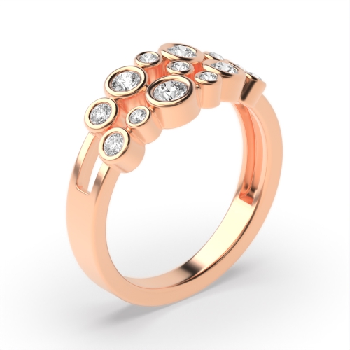Bezel Setting Round Rose Gold Rubover Gemstone Engagement Rings