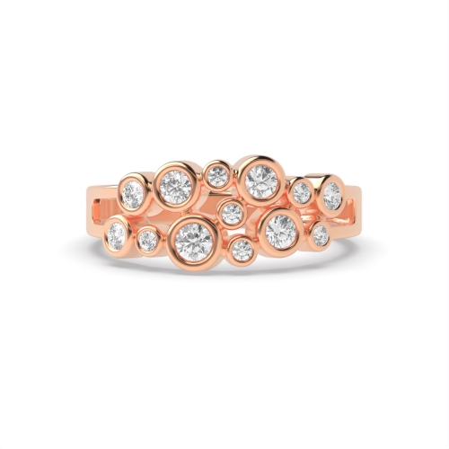 Bezel Setting Round Rose Gold Rubover Gemstone Engagement Rings