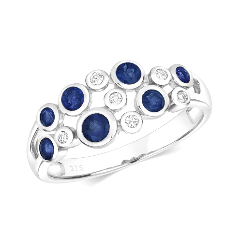 Bezel Setting Round Rubover Blue Sapphire Gemstone Engagement Rings