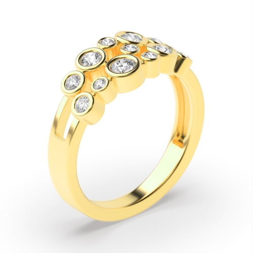 Bezel Setting Round Yellow Gold Rubover Gemstone Engagement Rings