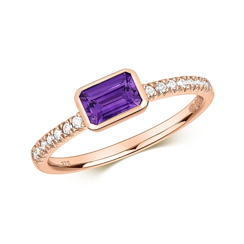 Bezel Setting Emerald Rose Gold Splendor Engagement Rings