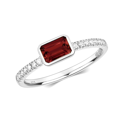 Bezel Setting Emerald Garnet Gemstone Diamond Ring