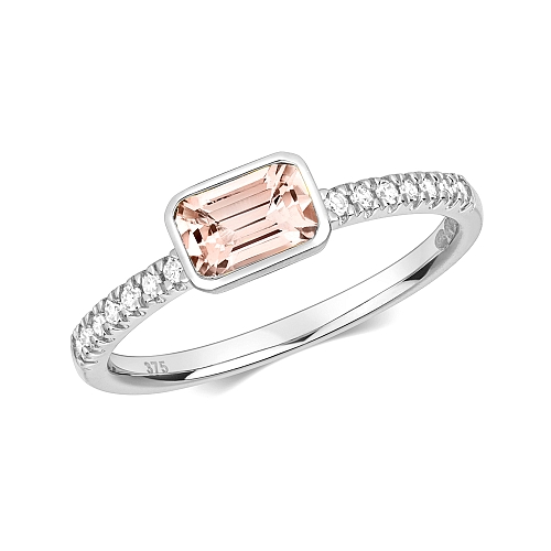 Bezel Setting Emerald Splendor Morganite Engagement Rings