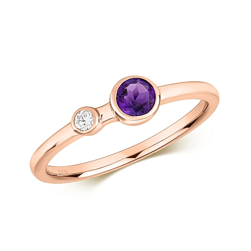 Bezel Setting Round Rose Gold Polished Engagement Rings