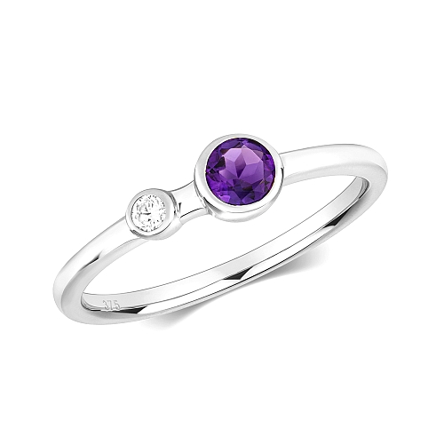 Bezel Setting Round Polished Gemstone Engagement Rings