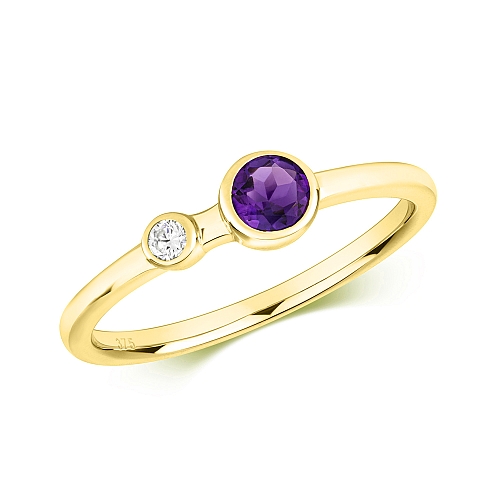 Bezel Setting Round Yellow Gold Polished Engagement Rings