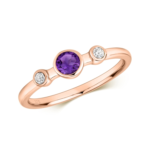 Bezel Setting Round Rose Gold Dualband Engagement Rings