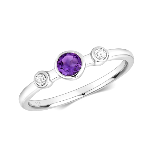 Bezel Setting Round Dualband Gemstone Engagement Rings