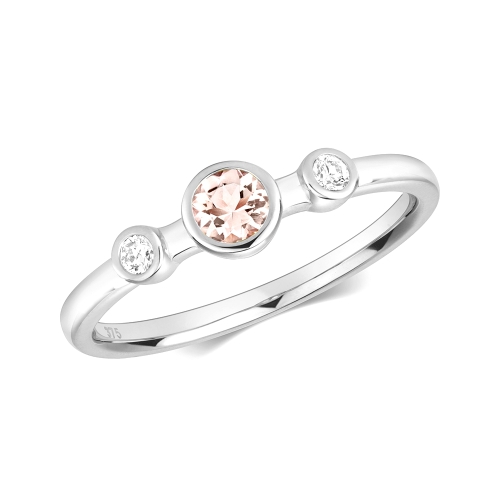 Bezel Setting Round DualBand Morganite Gemstone Diamond Ring