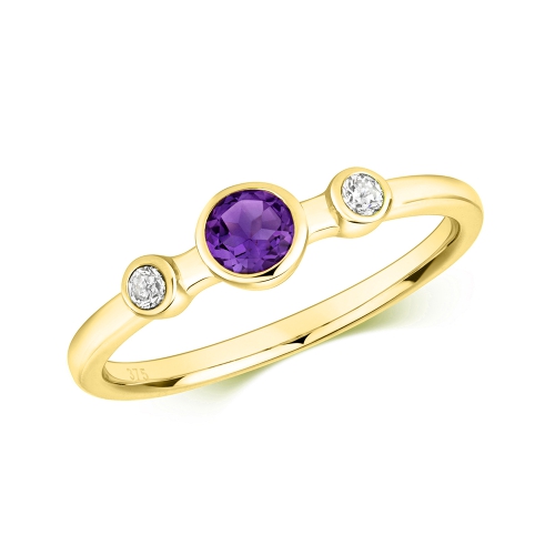 Bezel Setting Round Yellow Gold Dualband Engagement Rings
