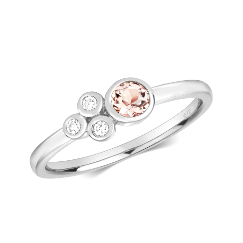 Bezel Setting Round Morganite Gemstone Diamond Ring