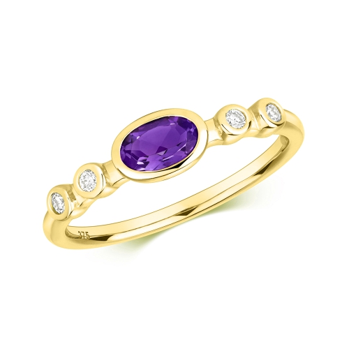 Bezel Setting Oval Yellow Gold Tristar Engagement Rings