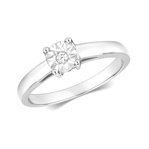 4 Prong Round Illusion set 2.00mm shoulder Naturally Mined Diamond Engagement Rings