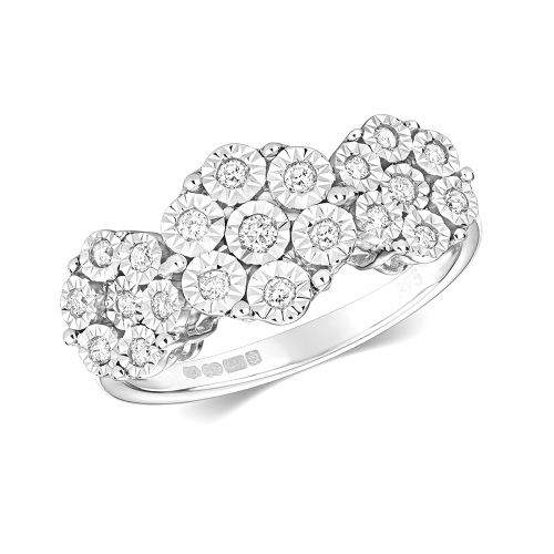 Pave Setting Round Illusion set Naturally Mined Diamond Engagement Rings