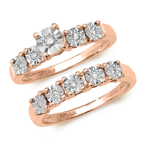 4 Prong Round Rose Gold set coupled Illusion Set Engagement Rings