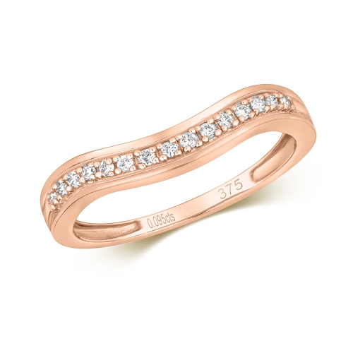Pave Setting Round Rose Gold Wishbone style Eternity Engagement Rings