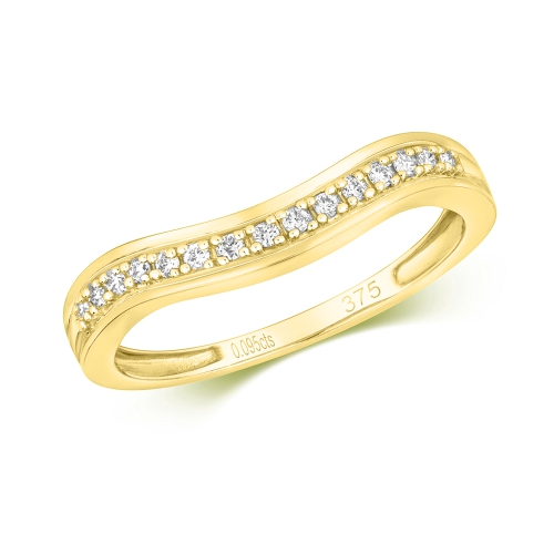 Pave Setting Round Yellow Gold Wishbone style Eternity Engagement Rings