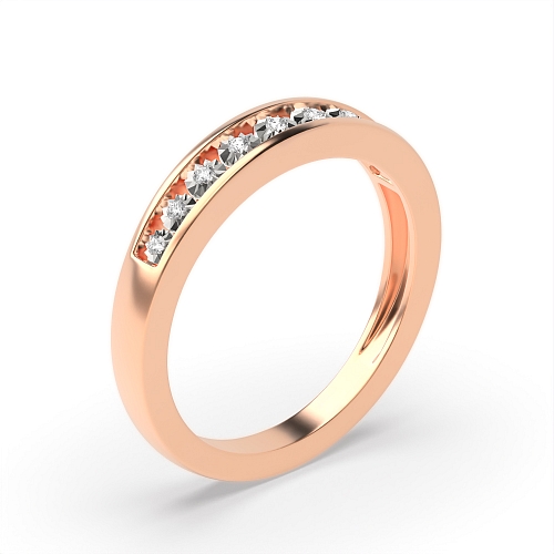Channel Setting Round Rose Gold smaller Illusion Set Eternity Engagement Rings