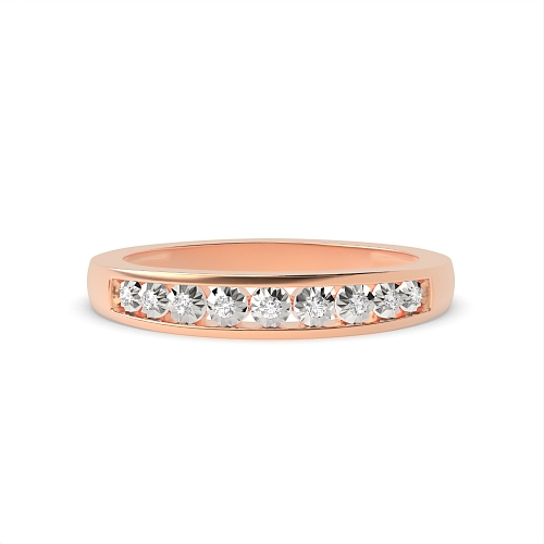Channel Setting Round Rose Gold smaller Illusion Set Eternity Engagement Rings