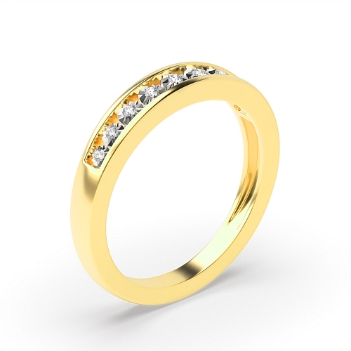 Channel Setting Round Yellow Gold smaller Illusion Set Eternity Engagement Rings