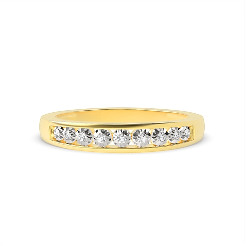Channel Setting Round Yellow Gold smaller Illusion Set Eternity Engagement Rings