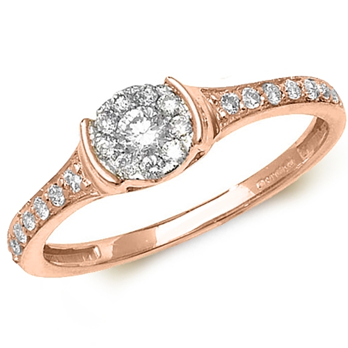 Pave Setting Round Rose Gold Halo with side set Engagement Rings