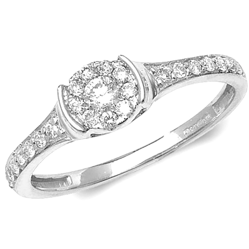 Pave Setting Round Halo with side set Side Stone Engagement Rings