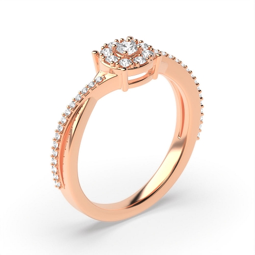 4 Prong Round Rose Gold Twist shoulders Engagement Rings