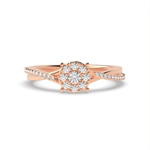 4 Prong Round Rose Gold Twist shoulders Engagement Rings